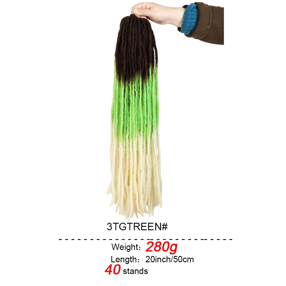 20-Inch Ombre Soft Dreadlocks Crochet Hair | Straight Synthetic Faux Locs for Black Women (Kanekalon Fiber) Luxegan