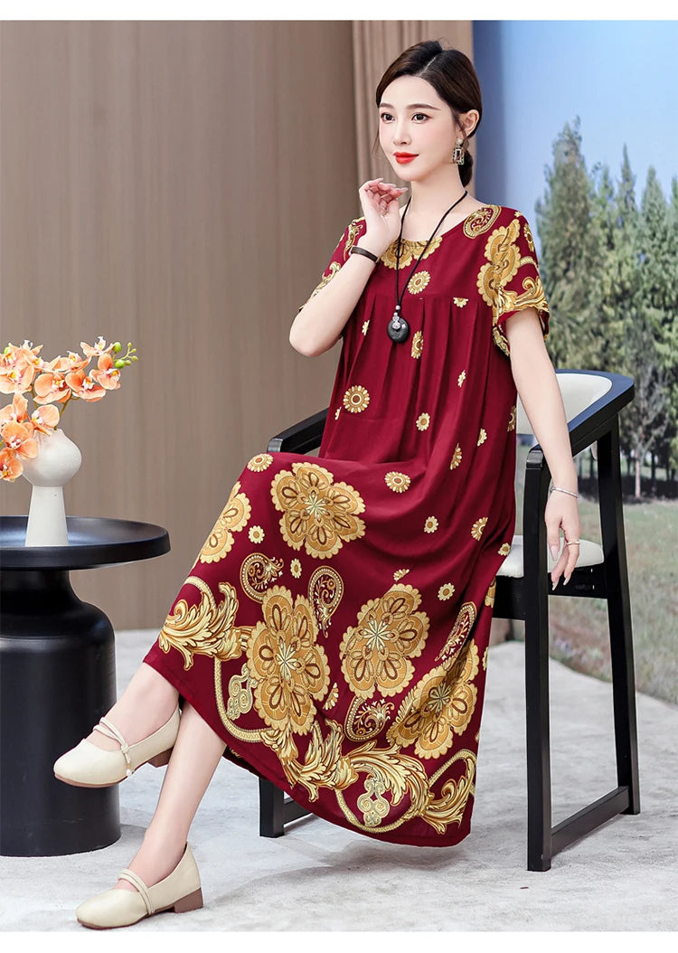 New 2025 Women Dress Female Casual short Sleeve cotton Dresses loose solid Vintage Sweet Clothing Vestidos  vestido verano