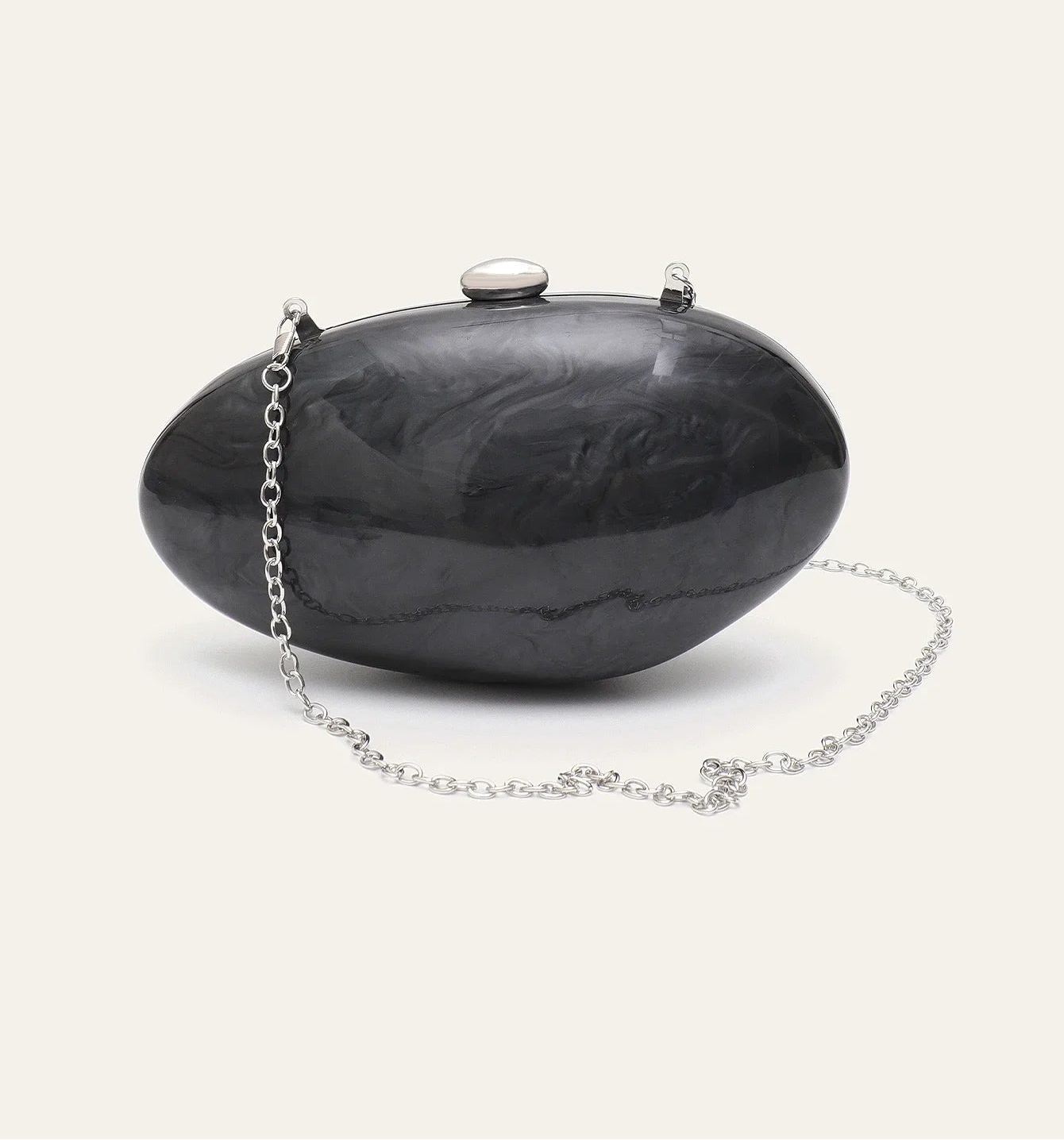 Acrylic Solid Minaudiere | Glamorous Shell Shaped Long Chain Evening Bag Luxegan
