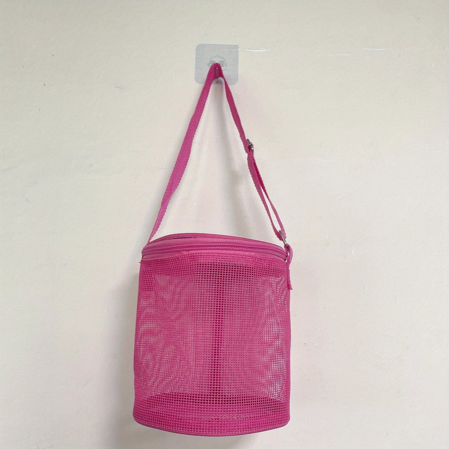 Net Yarn Shell Storage Bag | Sophisticated Three-Dimensional Circle Beach Bucket | Elegant Dredging Toy Collection Bag | High-Quality Polyester Mesh Finishing Pouch with "Dignified" Barrel Shape Luxegan