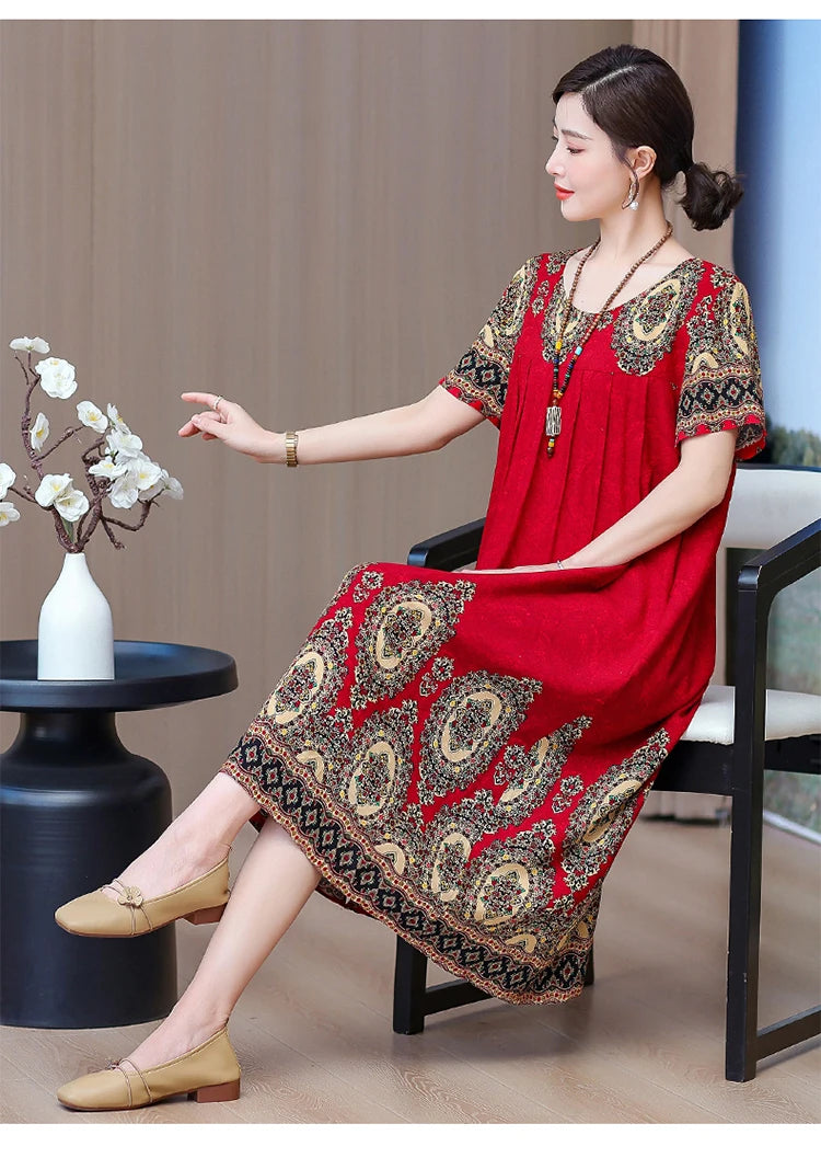New 2025 Women Dress Female Casual short Sleeve cotton Dresses loose solid Vintage Sweet Clothing Vestidos  vestido verano