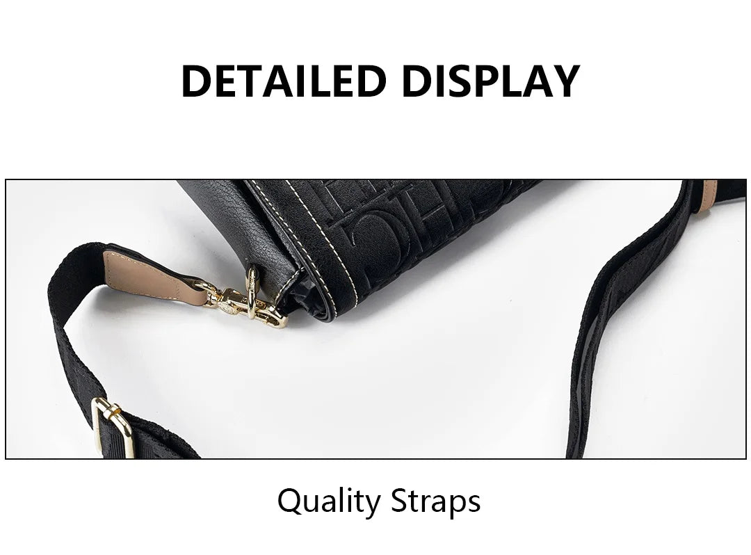 Elegant Letter Print Crossbody Bag | Niche Designer Satchel