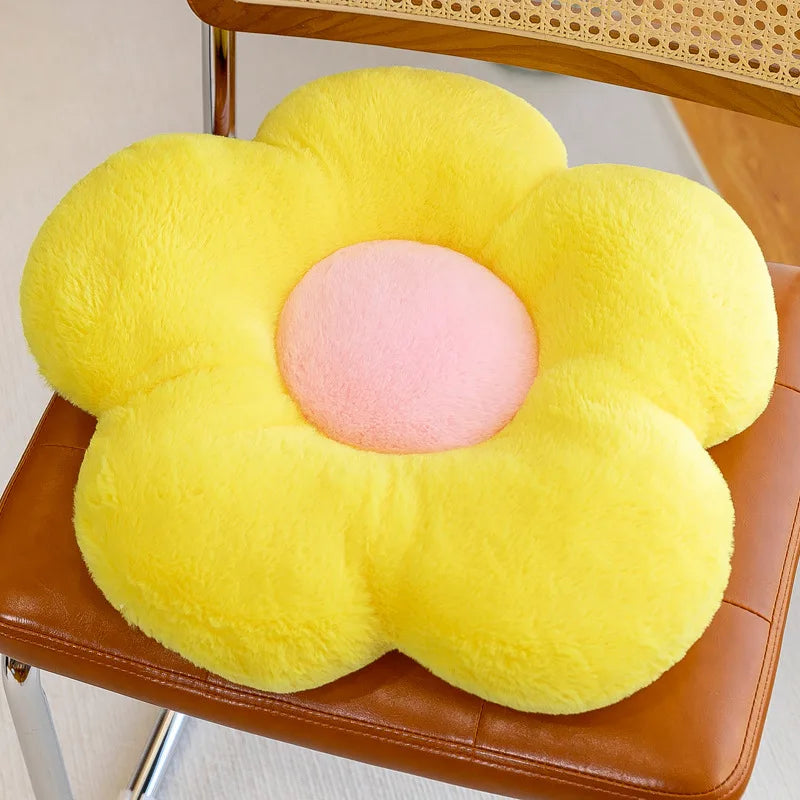 Circular Flower Shape Chair Cushion | Sophisticated "Soft Nap" Floral Silhouette | Elegant Winter Thick Floor & Couch Pillow | "Dignified" High-Performance Memory Comfort for Radiant Versatile Styling Luxegan