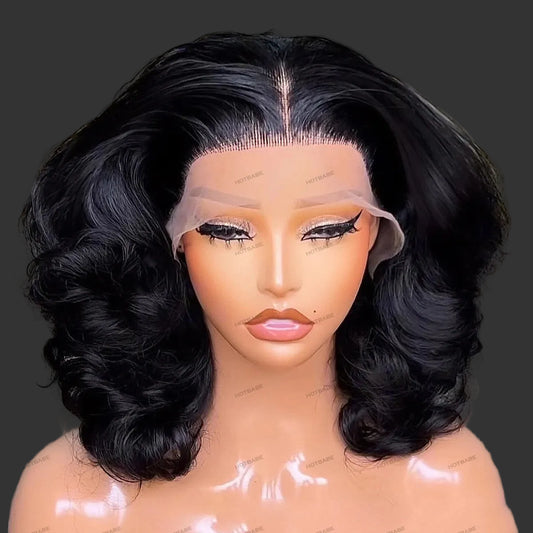 Glueless Bouncy Curly HD Lace Wig | Sophisticated 400 Density 13x6 Frontal | Elegant "Brazilian Remy" 26+ Inch Length | "Dignified" HD Transparent Wear-and-Go Human Hair for Radiant Versatile Styling Luxegan