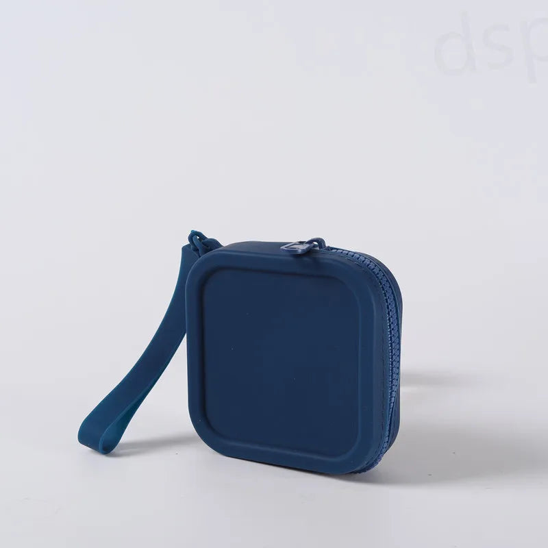 Silicone Solid Square Organizer | Zipper Waterproof Mini Wallet & Earphone Case Luxegan
