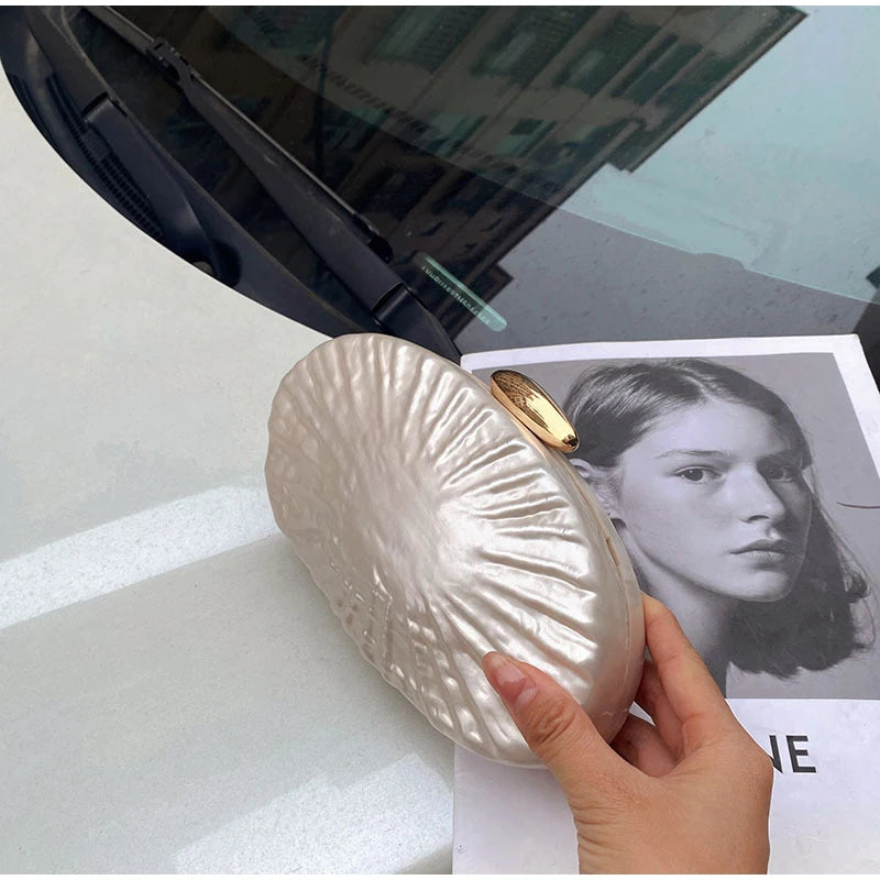 TPU Solid Knucklebox Clutch | Hard French Irregular Pattern Pearlescent Evening Bag