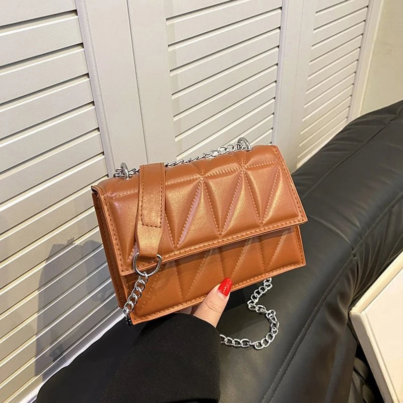Designer Fashion Women’s Shoulder Bag | Sophisticated PU Leather Handle Handbag | Elegant Chain Strap Crossbody | Luxury "Dignified" Soft Minimalist Purse for Versatile Styling Luxegan