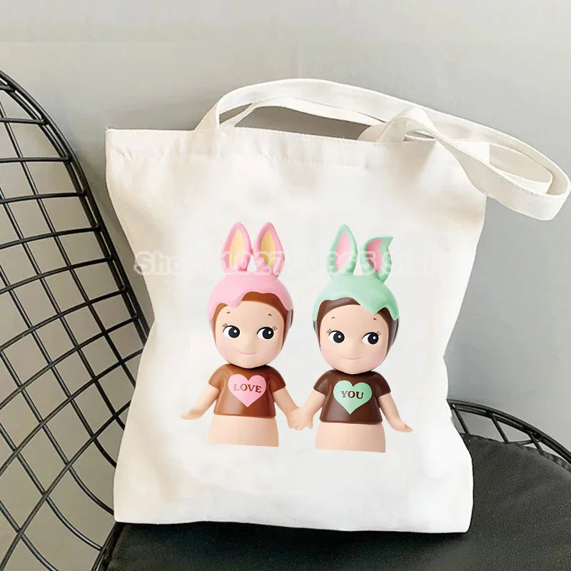 Canvas Character Casual Tote | Soft Cute Cartoon Shopping & Student Bag Luxegan