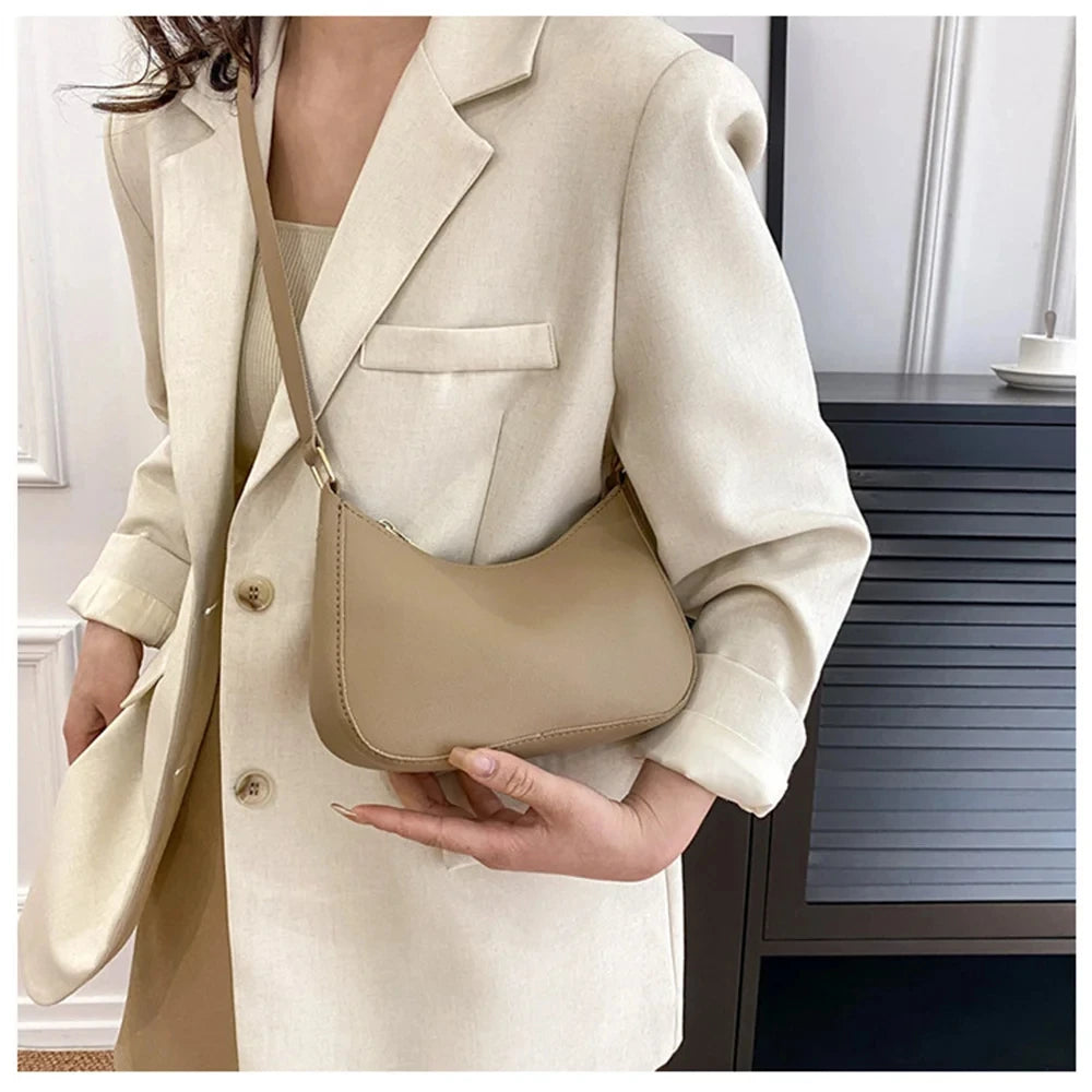 Women's Fashion Solid Color Portable Single Shoulder Underarm Bag | Crossbody Bag High-end Daily Casual Fashionable Handbag Luxegan