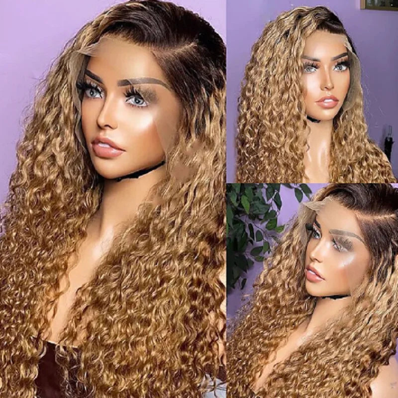 26-Inch Ombre Blonde Kinky Curly Wig | Sophisticated Soft Ombre Transition | Elegant "High-Temperature Fiber" Silhouette | "Dignified" Pre-Plucked Natural Hairline with Synthetic Baby Hair for Radiant Versatile Styling Luxegan