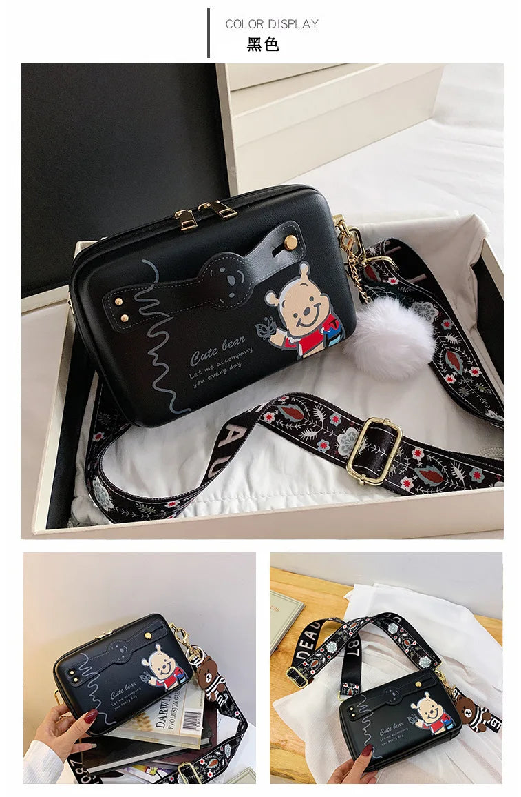 Disney Winnie the Pooh Shoulder Bag | Fashion Cartoon Print Crossbody Bag Luxegan