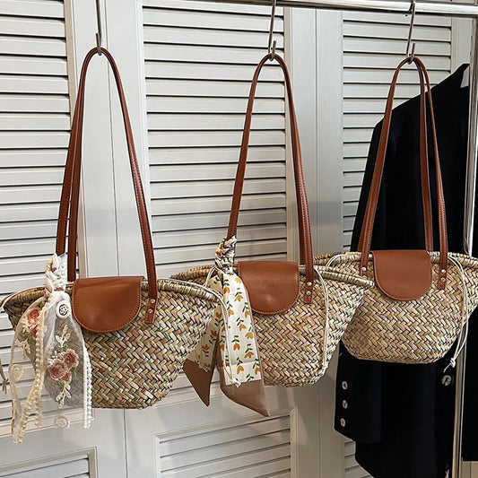 Women's Straw Woven Handbag | Summer Beach Casual Tote Bag & Large Capacity Clutch Luxegan