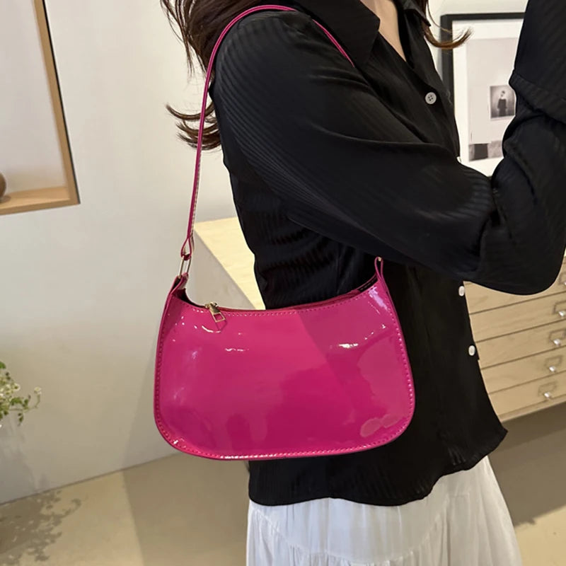Vintage Patent Leather Shoulder Bag | Fashion Designer Hobos & Underarm Bag Luxegan