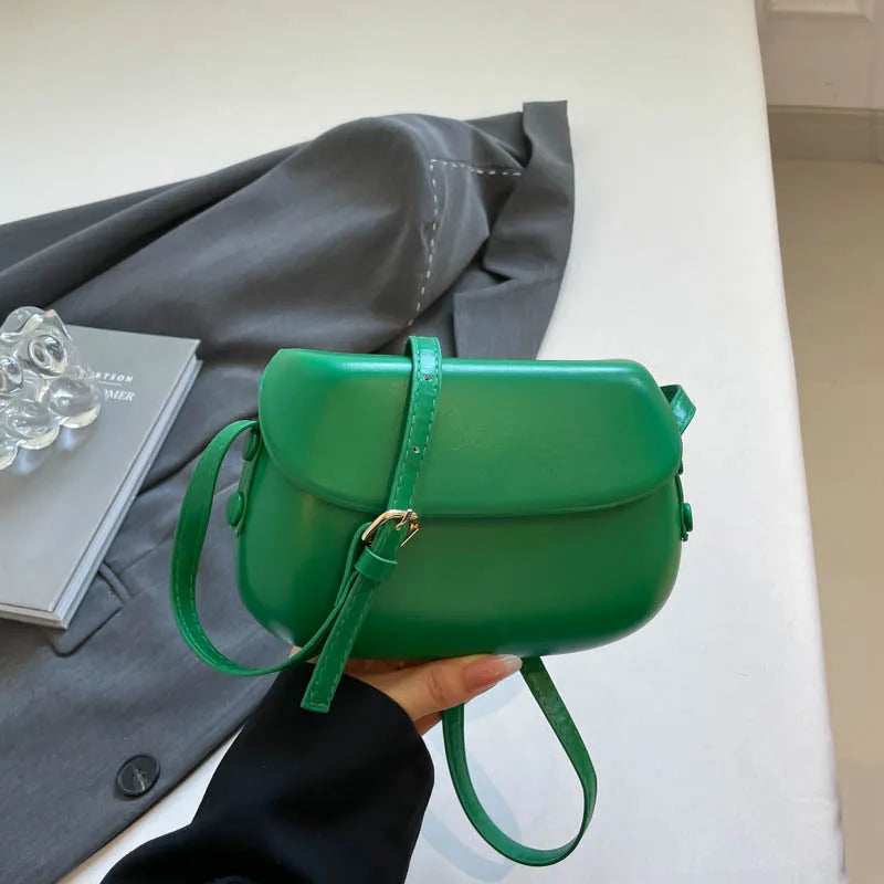 Women's Small Messenger Bag | Solid PU Leather Shiny Shoulder Bag & Saddle Purse Luxegan