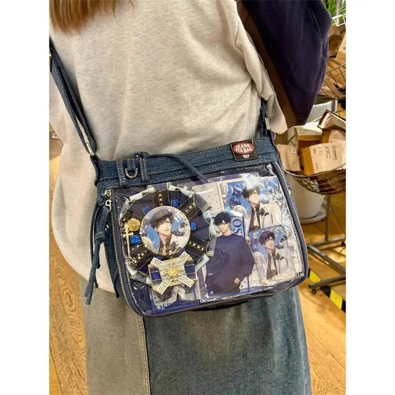 Y2K Denim Ita Bags Women | Subculture Designer JK Uniform Crossbody Shoulder Bag | Casual Daily Commute Students Luxegan