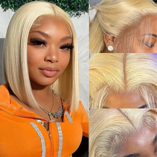  613 Blonde Bob Wig | 13x6 HD Transparent Lace Frontal Human Hair Luxegan