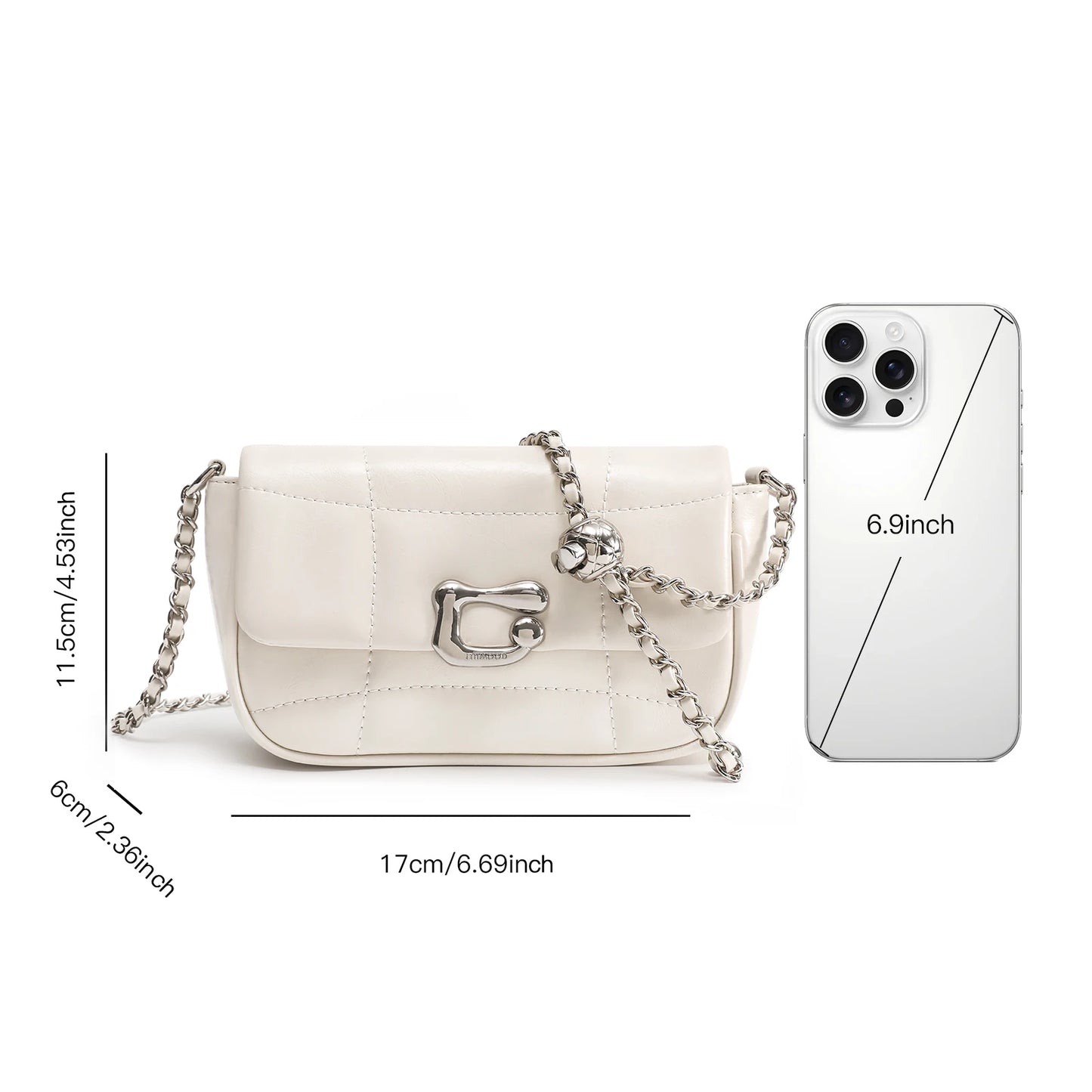Genuine Leather Crossbody Bag | Luxury Brand Shoulder Bag with Chain Strap & Unique Design Quilted Handbag Luxegan
