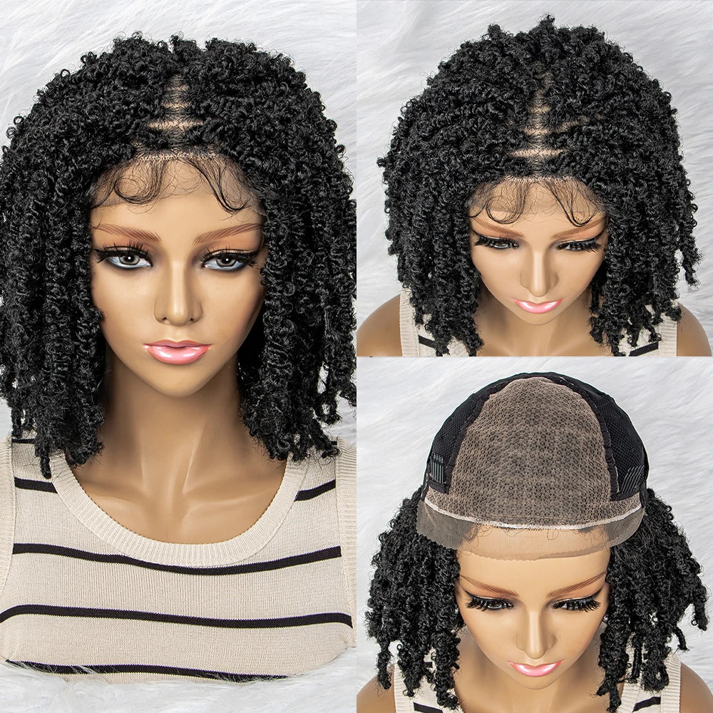 14 Inch Box Braids Wig | 9x6 Lace Frontal | Curly Ends