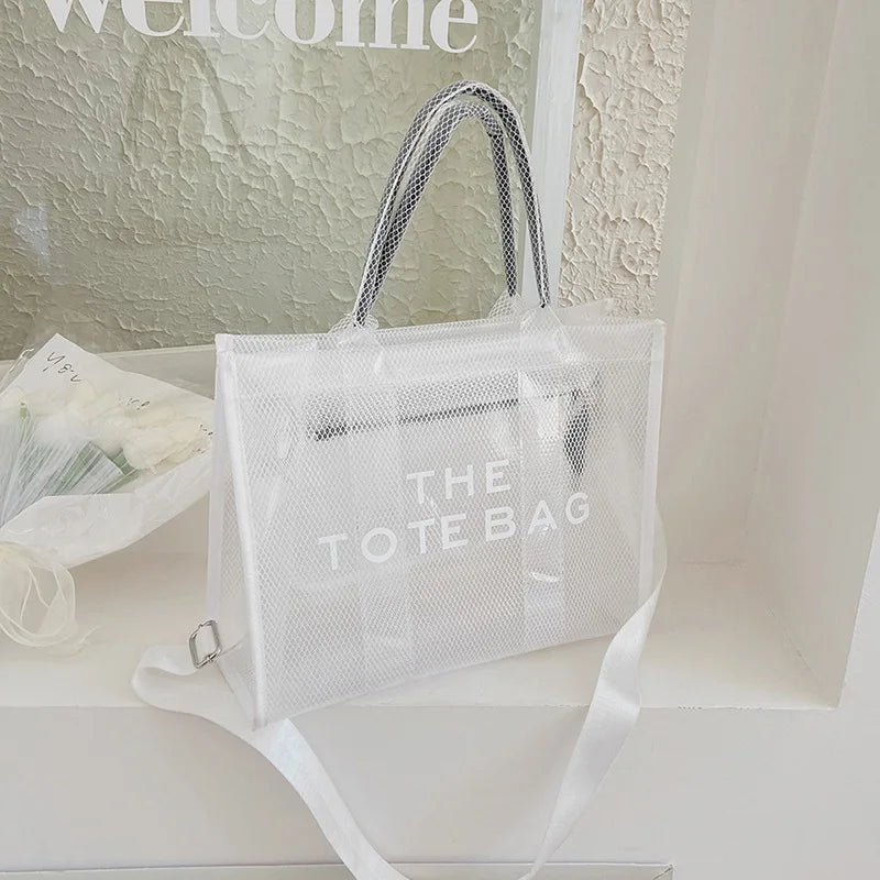 The Tote Bag for Women | Luxury Designer Clear Beach Bag & Summer Crossbody | Fashion Pink PVC Shopper & Handbag Luxegan