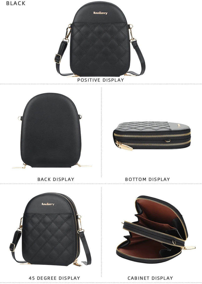 Fashion Small Plaid Leather Crossbody Bag | Luxury Shell Shoulder Bag for Women | Versatile Wallet Purse Handbag with Detachable Strap | Chic PU Leather Mini Bag Luxegan