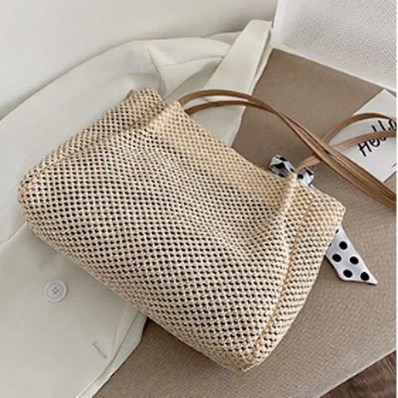 Straw Woven Handbag | Large Capacity Scarf Tote & Armpit Bag Luxegan
