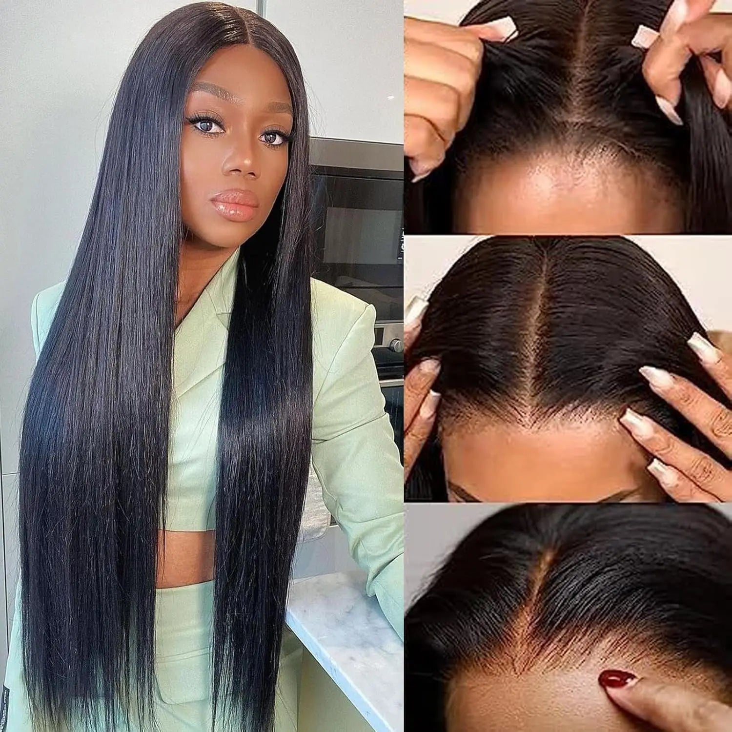 Raw Vietnamese Bone Straight HD Lace Wig | Sophisticated "36 Inch Glueless" Silhouette | Elegant 220% Density Ready-to-Wear Unit | "Dignified" High-Performance 5x5 Transparent Essential for Radiant Versatile Styling Luxegan