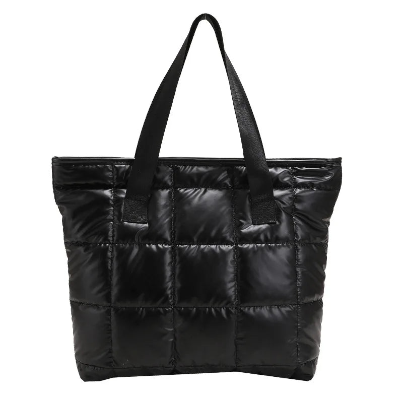 Waterproof Tote Bag for Women | Puffer Cotton Padded Shoulder Bag & Large Capacity Ladies Handbags (Quilted Work Commute Shopping Bag) Luxegan