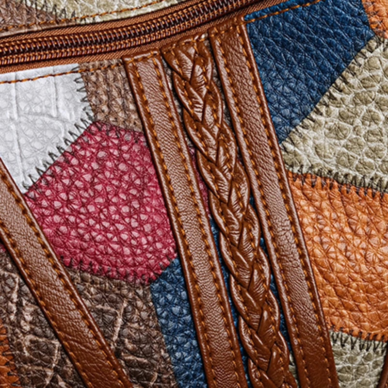 PU Leather Patchwork Casual Tote | Soft Vintage Large Capacity Shoulder Bag Luxegabn