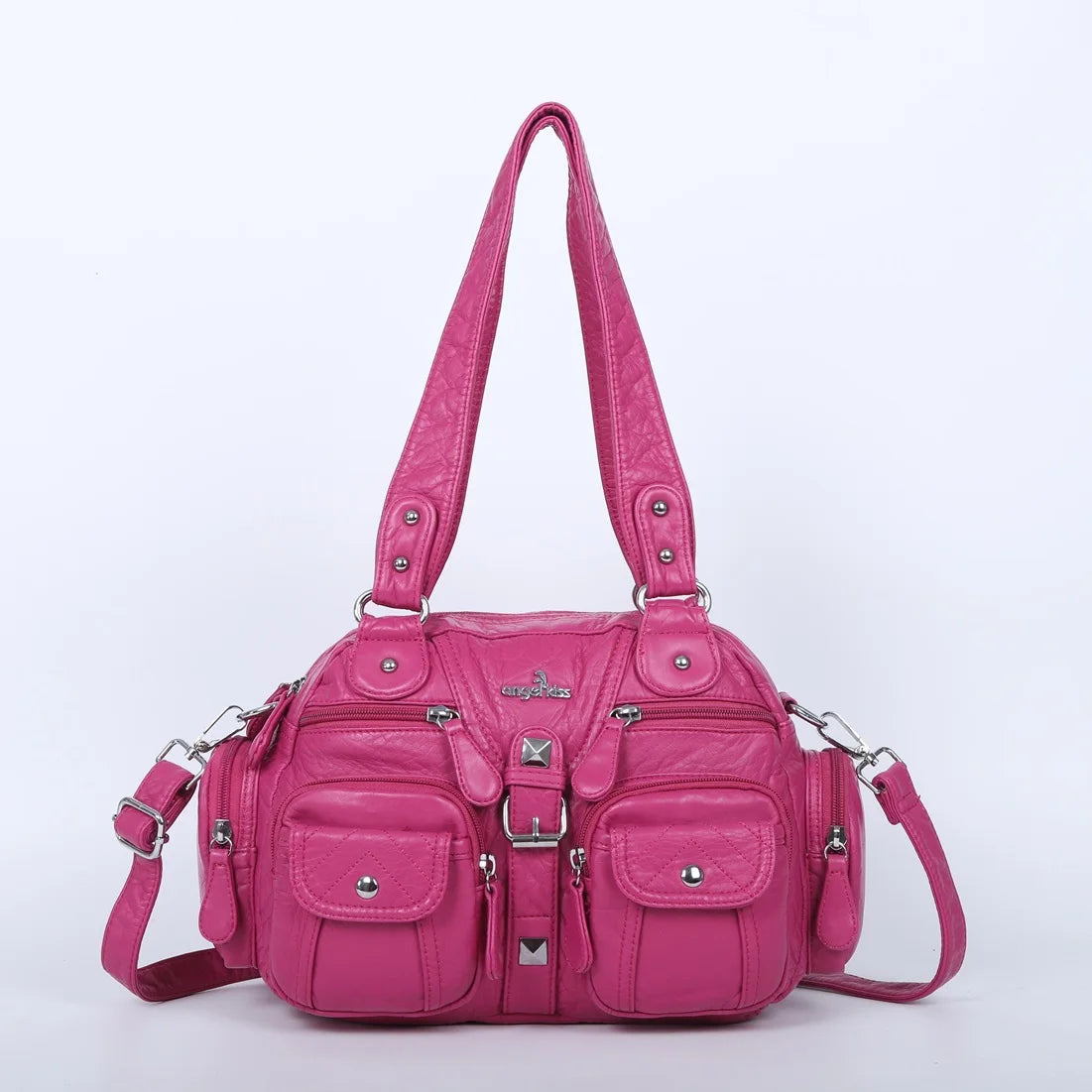 Women’s Rose Top-Handle Satchel | Luxury PU Leather Dumpling Bag | Versatile Crossbody & Shoulder Purse with Organized Interior Luxegan