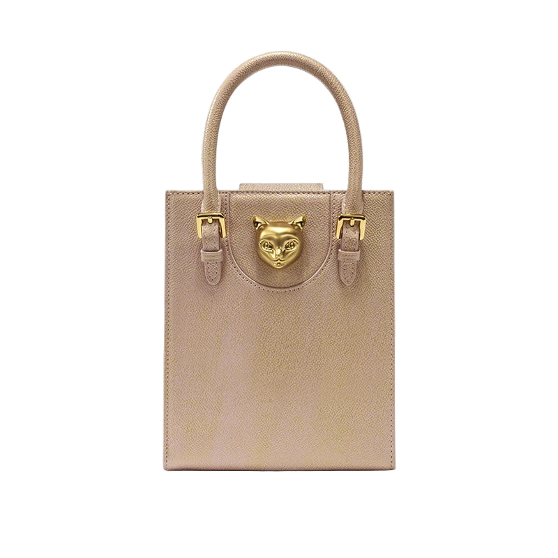 Hard Split Leather Cat Luxury Mini Bag | Designer Box Crossbody Luxegan