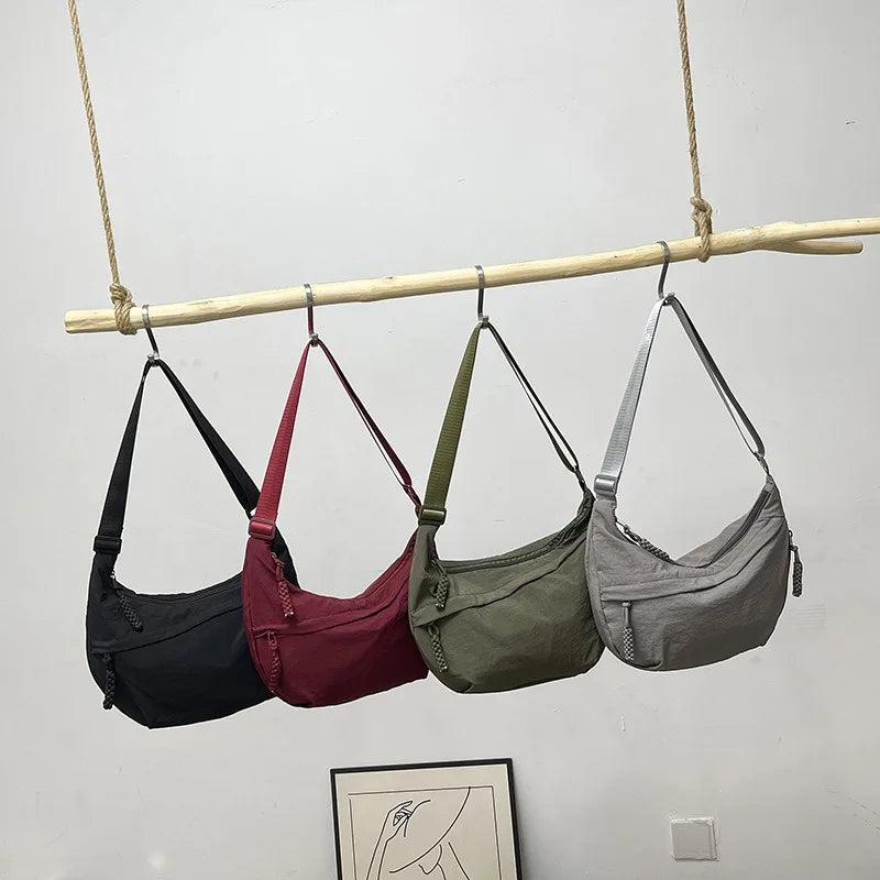 Solid Color Trendy Single Shoulder Bag | Women's Daily Casual Simple Dumpling Bag Versatile Canvas Bag Luxegan