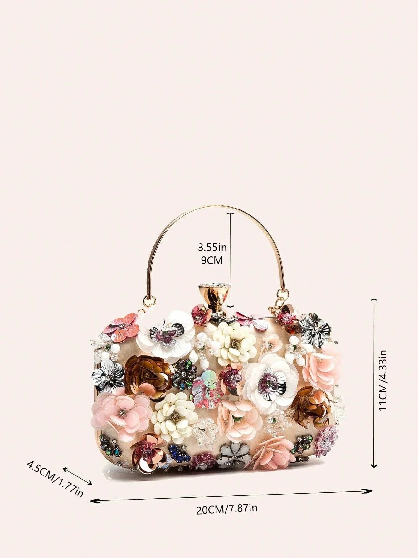 New Handmade Pearl Embroidered Clutch | Glamorous Rhinestone Evening Bag | Quiet Luxury Box Bag for Wedding, Prom & Gala Luxegan