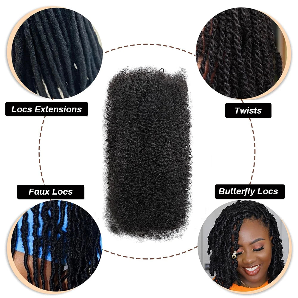 Afro Kinky Bulk Human Hair for Dreadlocks & Loc Repair | Brazilian Hair Braiding Twist Extensions - view 5