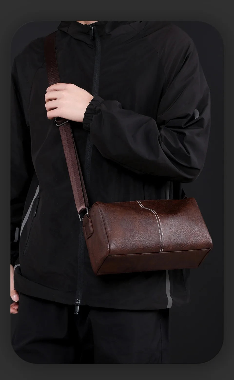 Men's Full Grain Leather Shoulder Bag | Vintage-Inspired Convertible Crossbody Pack (Durable Work & Weekend Bag) Luxegan