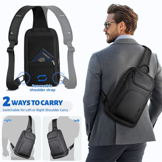 Business Crossbody Messenger Bag | Sophisticated "Box" Silhouette | Waterproof Travel Chest Bag for 11.3-inch iPad | "Dignified" High-Performance HK-6951B Essential for Radiant Versatile Styling Luxegan