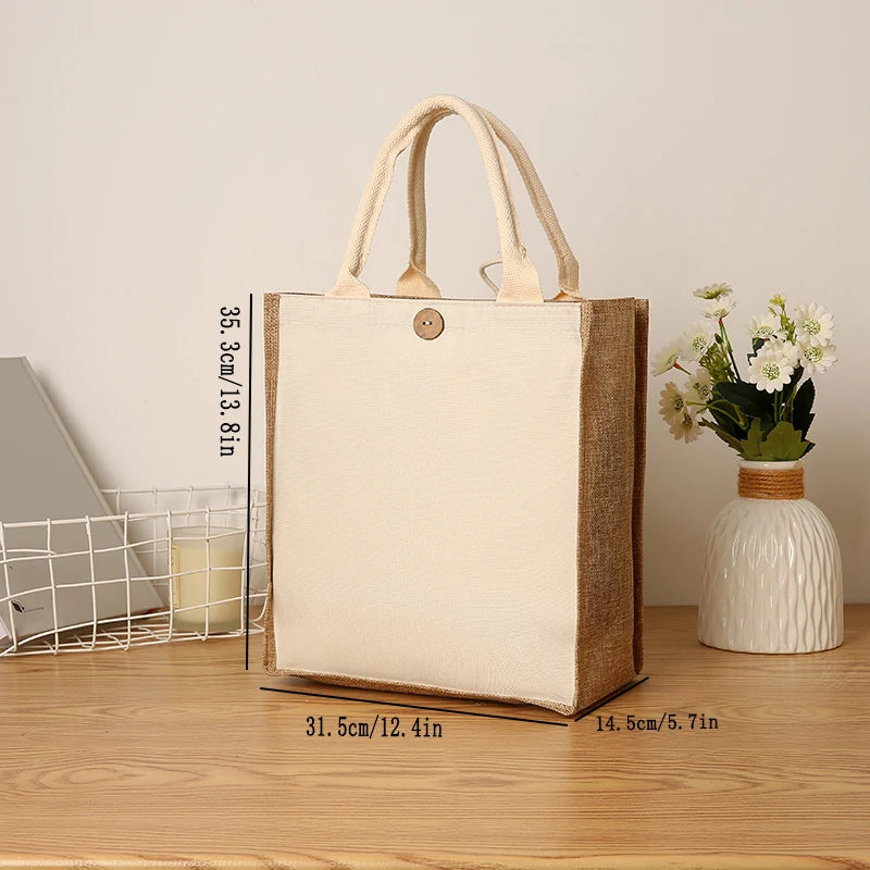 New Linen Handbags | Large Capacity Jute Shopping Bag & Travel Organizer Luxegan