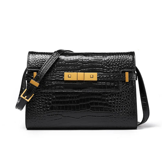 Retro Genuine Leather Baguette | High-End Underarm & Crossbody Purse Luxegan