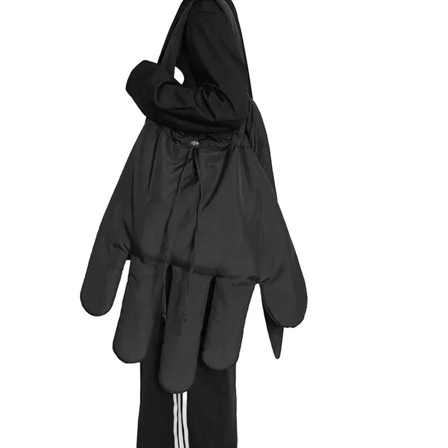 Red Nylon "Big Gloves" Street Style Shoulder Bag | Bold Euro-American Casual Crossbody | Fashionable Soft Nylon Bucket Bag | Women's & Girls' Versatile Streetwear Handbag (Model 1) Luxegan