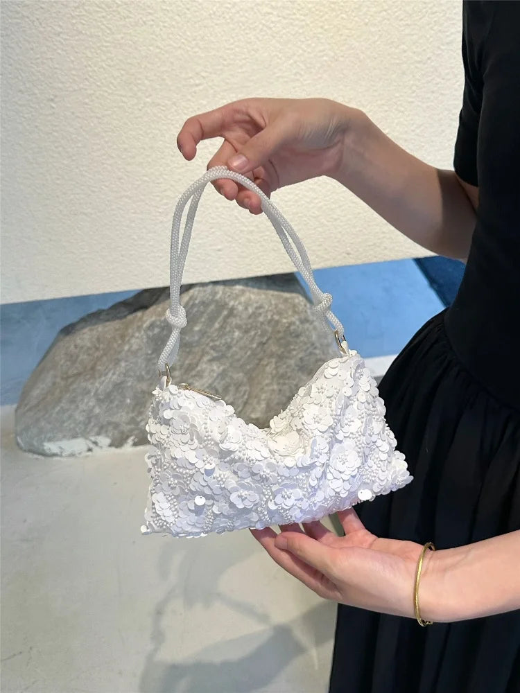 Luxury Sequins Shoulder Bag | Floral Designer Mini Handbag Luxegan