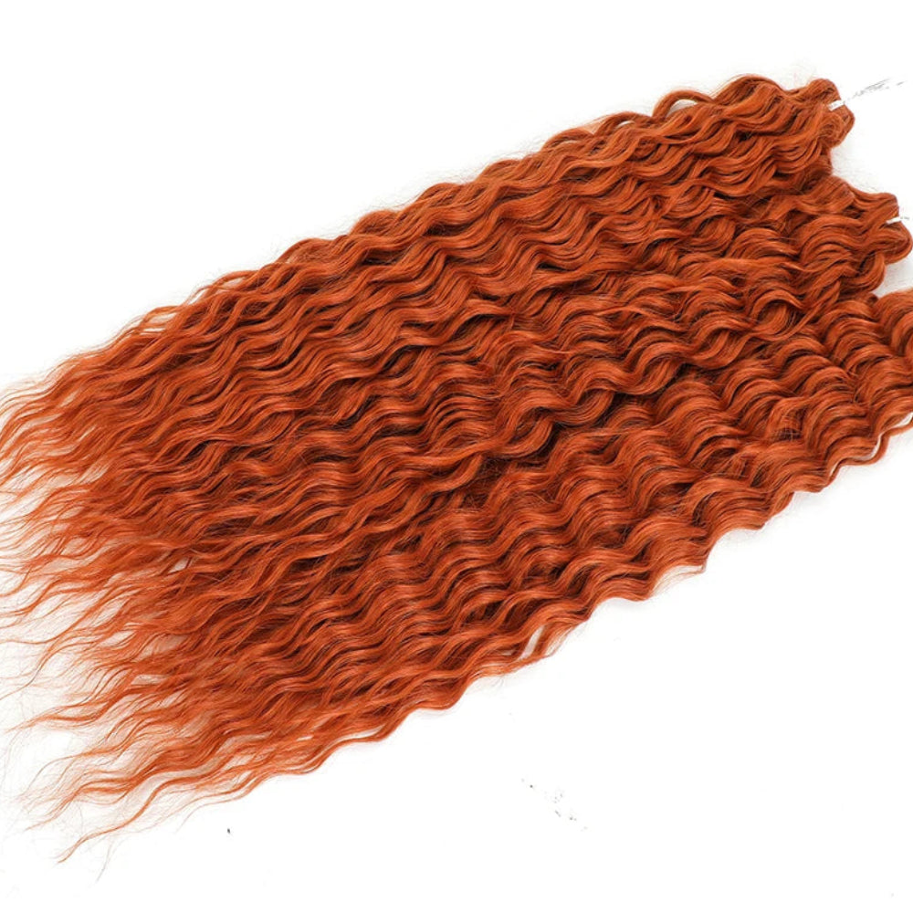 22 Inch Deep Water Wave Crochet Braids – 3 Pcs 300g Bio-Protein Synthetic Hair Bundles for Women Luxegan