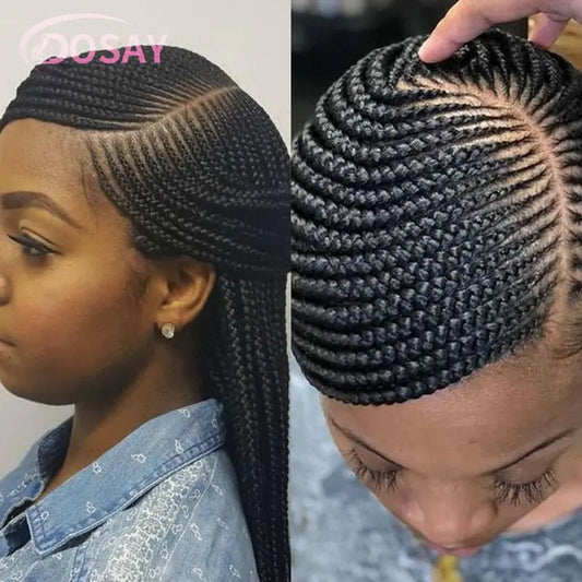Synthetic Full Lace Front Wig Cornrow Double Braided Wigs For Black Women Box Side Part Braided Lace Wig Faux Locs Braids Wigs Luxegan
