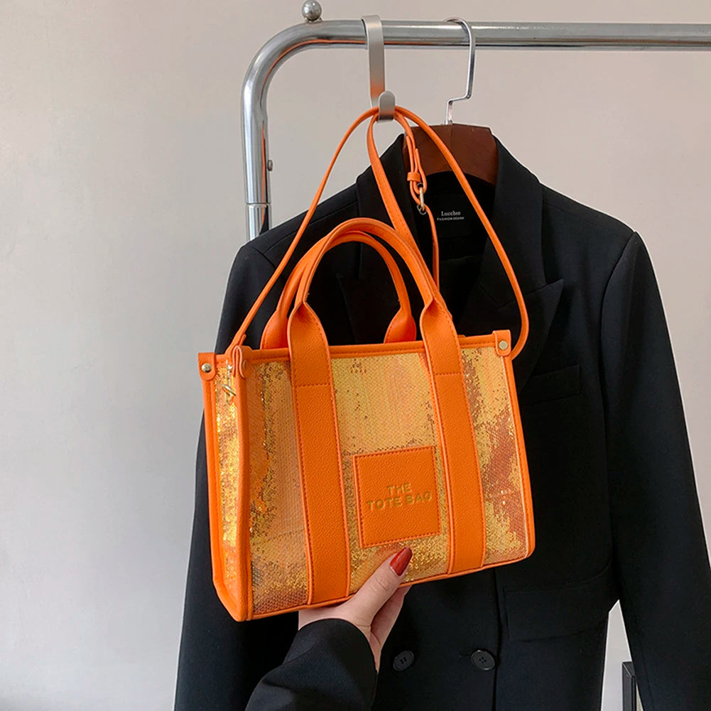 The Tote Bag: Luxury Designer Leather Handbag with Glitter & Sequins Luxegan