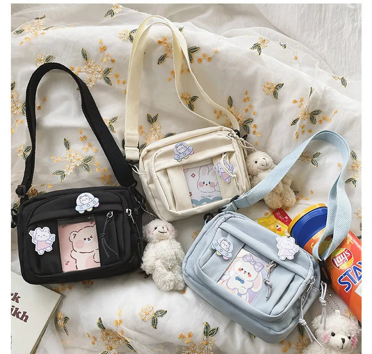 Kawaii Girls’ JK Transparent Bag | Sophisticated Modern Itabag | Elegant Small Crossbody & Shoulder Bag | "Dignified" Lightweight Nylon Purse for Versatile Styling Luxegan