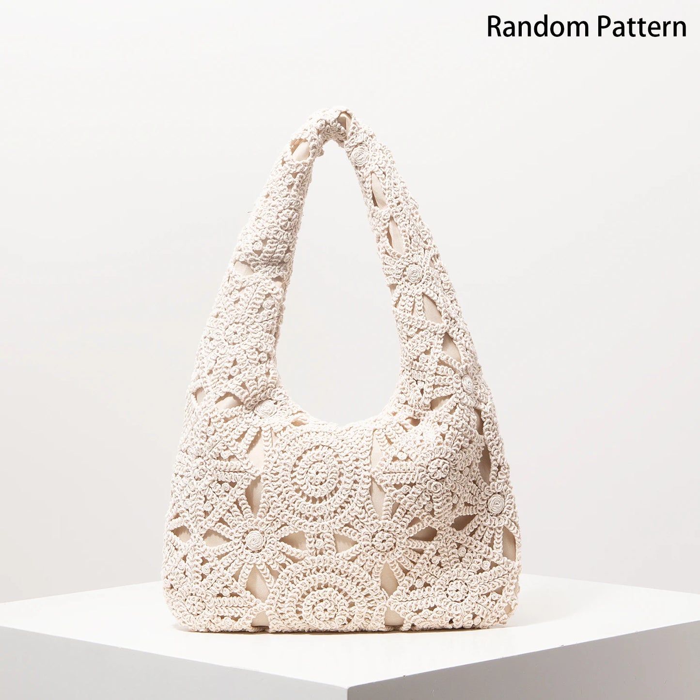 Pattern Hollow Woven Shoulder Bag | Bohemia Straw-Style Beach Bag | Premium Crochet Set Vacation Handbag for Spring & Summer Luxegan