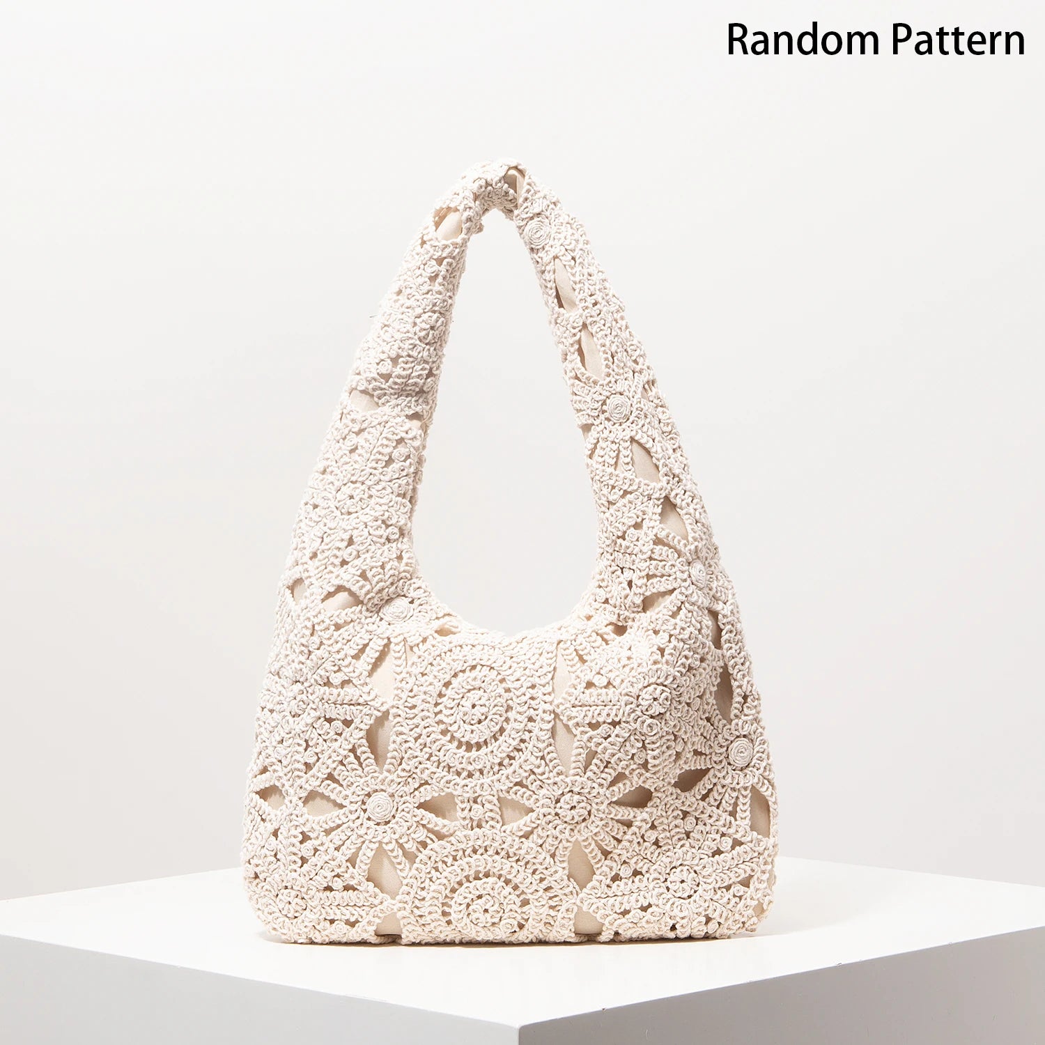 Pattern Hollow Woven Shoulder Bag | Bohemia Straw-Style Beach Bag | Premium Crochet Set Vacation Handbag for Spring & Summer Luxegan