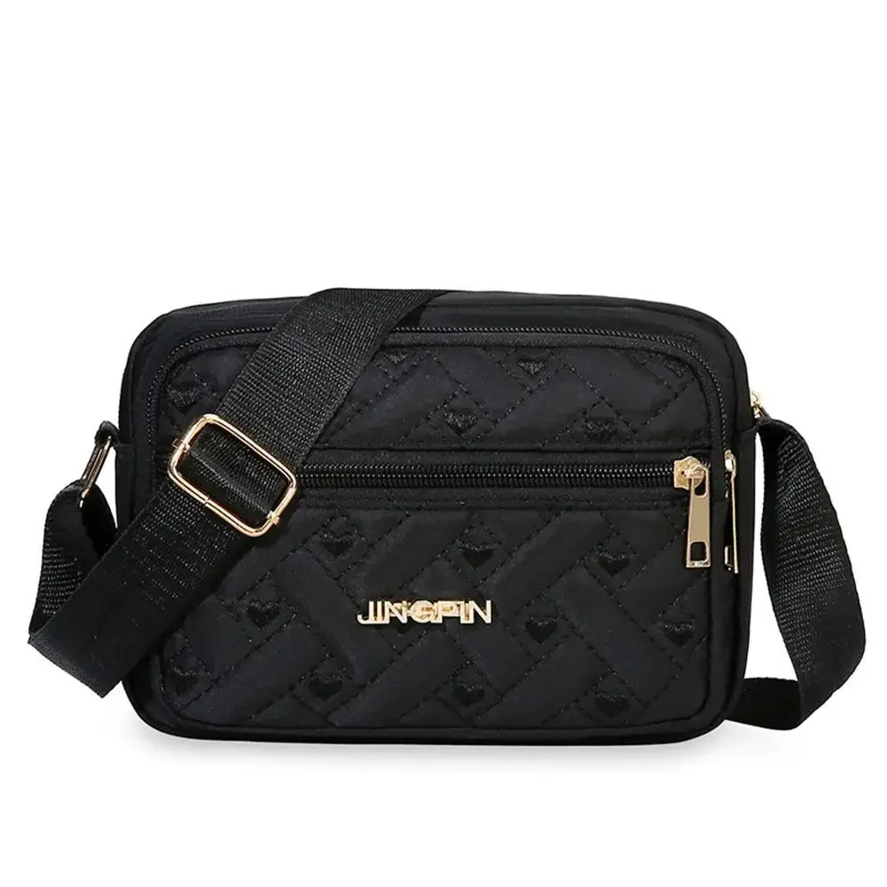 New Fashion Embroidery Shoulder Bag | Sophisticated Canvas Zipper Handbag | Elegant Square Crossbody Purse | "Dignified" Lightweight Tote for Versatile Daily Styling Luxegan