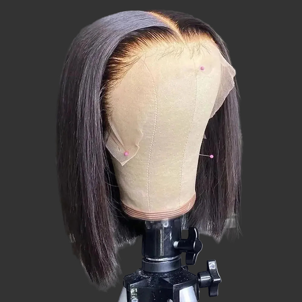 180% Density Straight Short Bob HD Lace Wig | Sophisticated 13x4 Transparent Frontal | Elegant "Brazilian Remy" Silhouette | "Dignified" Pre-Plucked Human Hair for Radiant Versatile Styling Luxegan