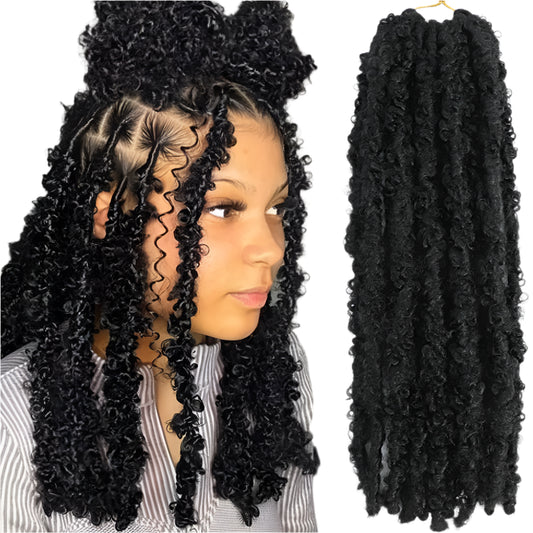 Butterfly Faux Locs Crochet Hair | 12/14" Distressed Goddess Locs | Pre-Looped | 12 Strands/Pack