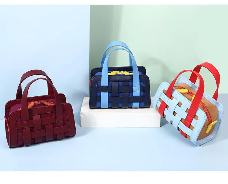 New In Splicing Woven Design Handbag | Casual Versatile Ladies Shoulder Bag | Fashion Knitting Shell Crossbody for Women Luxegan