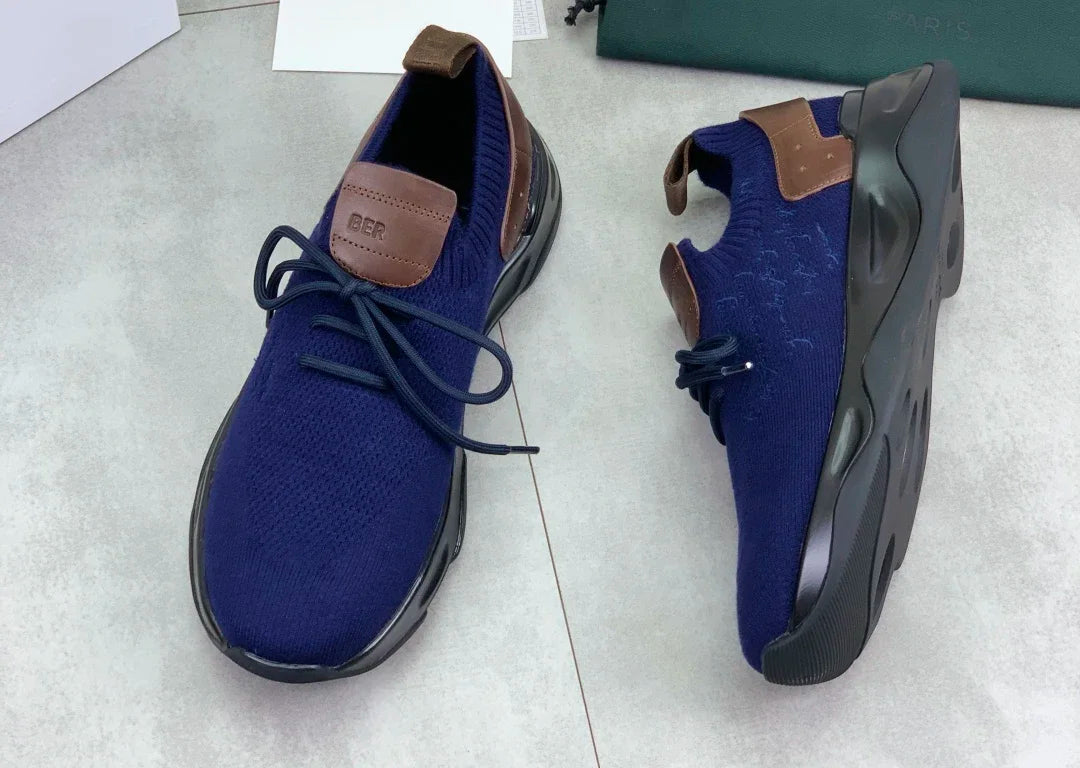 Men's Genuine Cow Leather Knitting Loafers | Sophisticated European Big Size 39–46 | Elegant "New Business" Quality Shoes | "Dignified" Breathable Sports Work Casuals for Radiant Versatile Styling Luxegan